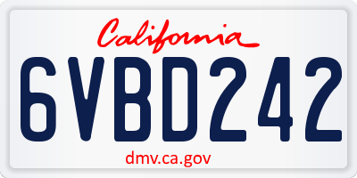 CA license plate 6VBD242