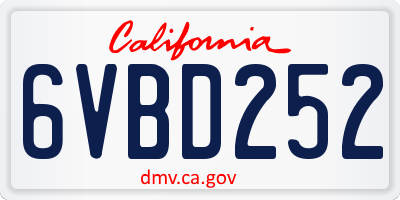 CA license plate 6VBD252