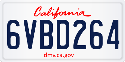 CA license plate 6VBD264
