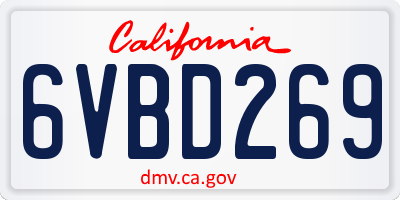 CA license plate 6VBD269