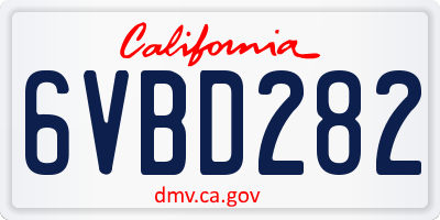 CA license plate 6VBD282