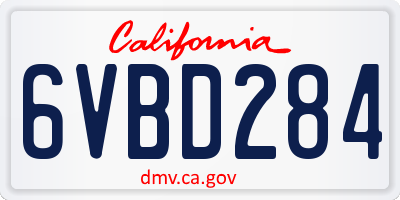 CA license plate 6VBD284