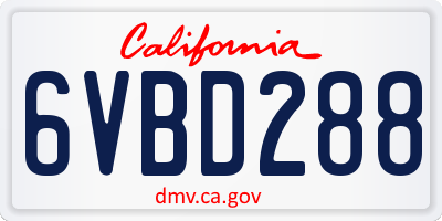 CA license plate 6VBD288