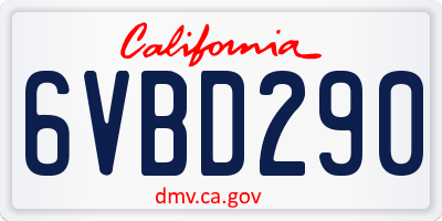 CA license plate 6VBD290