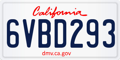 CA license plate 6VBD293