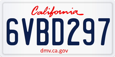 CA license plate 6VBD297