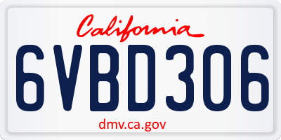 CA license plate 6VBD306