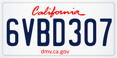 CA license plate 6VBD307
