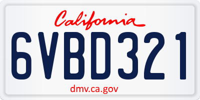 CA license plate 6VBD321