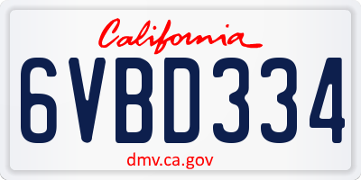 CA license plate 6VBD334