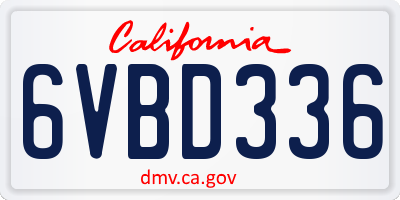 CA license plate 6VBD336