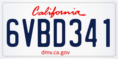 CA license plate 6VBD341