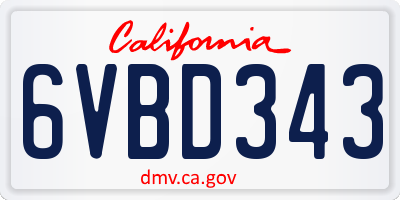 CA license plate 6VBD343