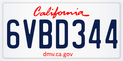 CA license plate 6VBD344
