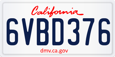 CA license plate 6VBD376