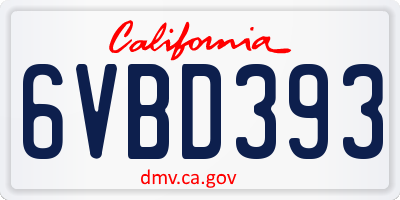 CA license plate 6VBD393