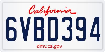 CA license plate 6VBD394