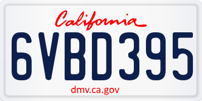 CA license plate 6VBD395