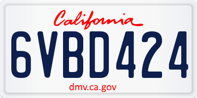 CA license plate 6VBD424