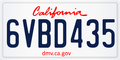 CA license plate 6VBD435