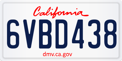 CA license plate 6VBD438