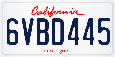CA license plate 6VBD445