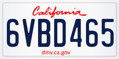 CA license plate 6VBD465