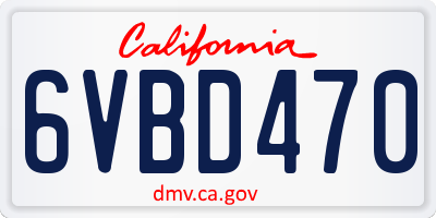 CA license plate 6VBD470