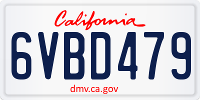 CA license plate 6VBD479