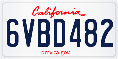CA license plate 6VBD482