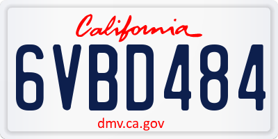CA license plate 6VBD484