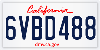CA license plate 6VBD488