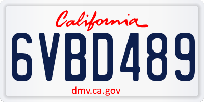 CA license plate 6VBD489