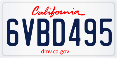 CA license plate 6VBD495