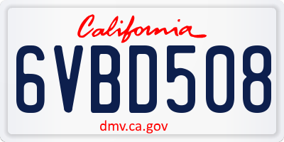 CA license plate 6VBD508