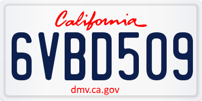 CA license plate 6VBD509