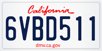 CA license plate 6VBD511