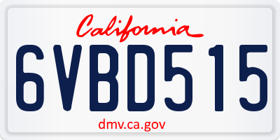CA license plate 6VBD515