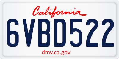 CA license plate 6VBD522