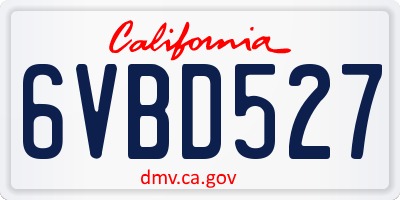 CA license plate 6VBD527