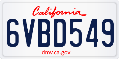 CA license plate 6VBD549