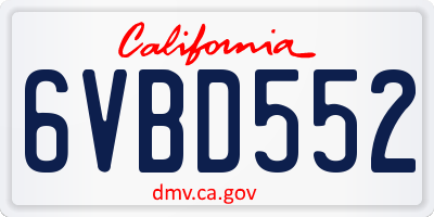 CA license plate 6VBD552