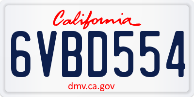 CA license plate 6VBD554