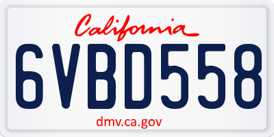 CA license plate 6VBD558