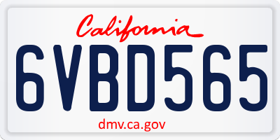 CA license plate 6VBD565