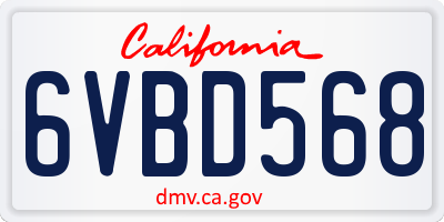 CA license plate 6VBD568