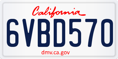CA license plate 6VBD570