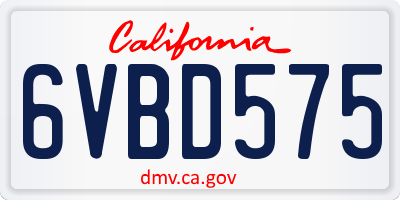 CA license plate 6VBD575