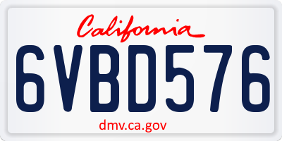 CA license plate 6VBD576