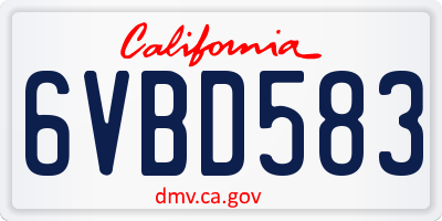 CA license plate 6VBD583